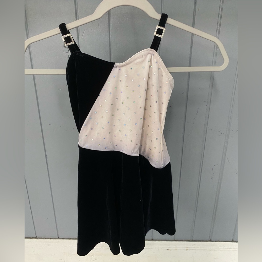 Wish Come True When You're Smiling Black and White Velour Dress Dance Costume